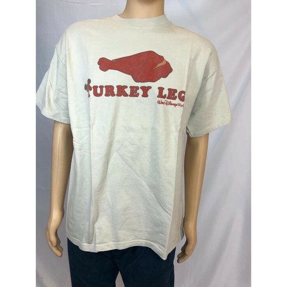 Disneyland By Hanes Men’s Shirt Classic Beige Crew Neck Short Sleeve Cotton XL - Picture 1 of 9